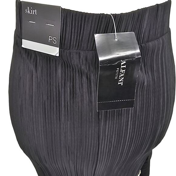 Alfani Womans size PS Asymmetric Pleated ColorBlock Midi Skirt Artsy Black NEW - Picture 5 of 8